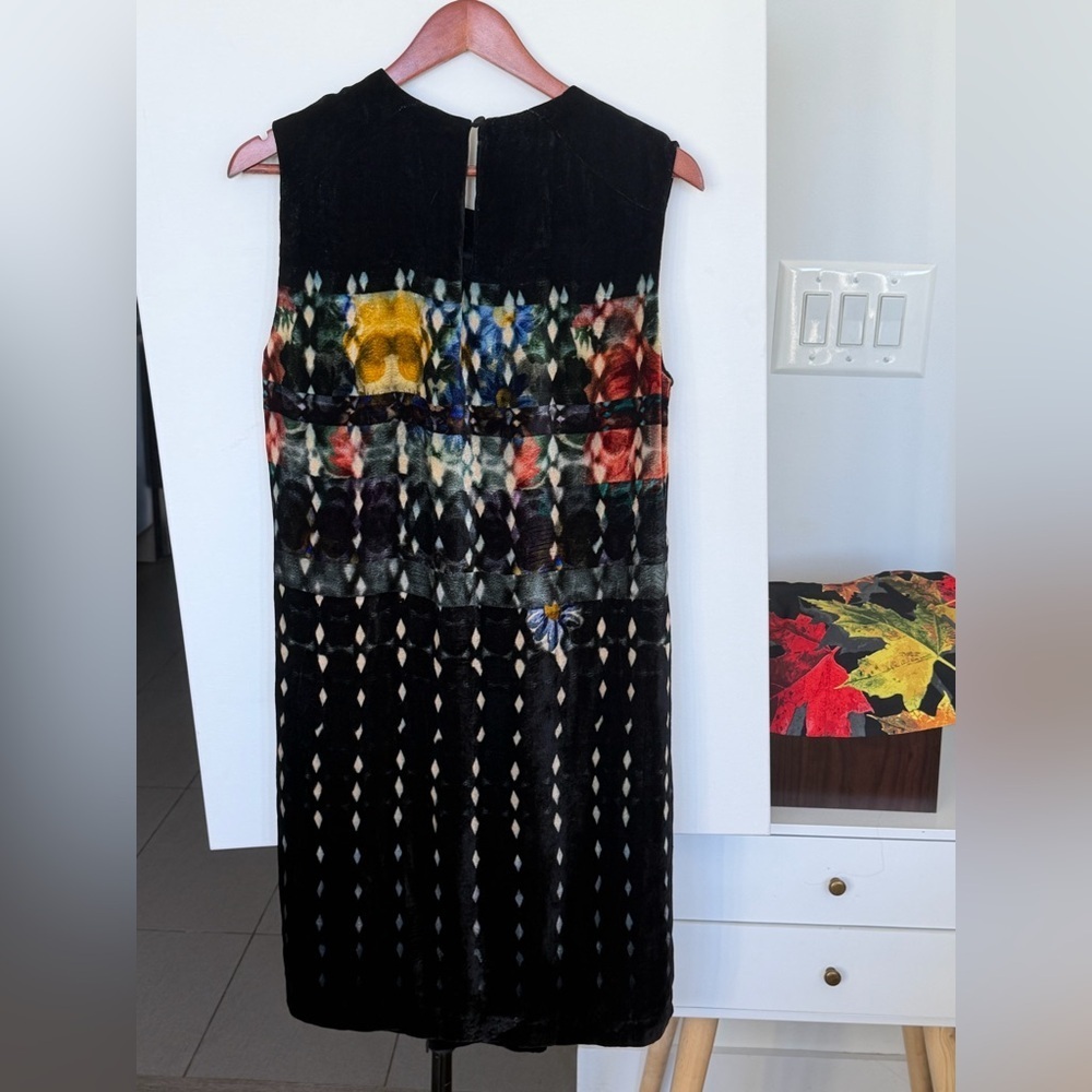NWOT Made in Italy Velvet Boho Midi Dress 🌹 Artisan Print Sleeveless size L - Picture 3 of 4